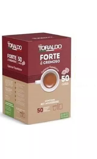 CAFFÈ TORALDO - MISCELA FORTE & CREMOSO - Kit 50 CIALDE ESE44 da 7.2g +  ACCESSORI
