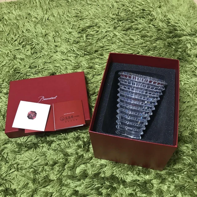 BACCARAT Eye Vase Clear Crystal Glass Size S 5.9" x 4.5" Interior w/Box