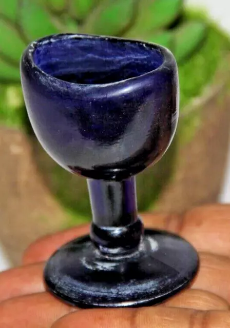 Copa de lavado de ojos de cristal azul oscuro vintage de la década de 1930,...