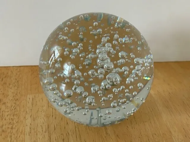Vintage 4” Clear ART GLASS Bubble Crystal Ball Paperweight
