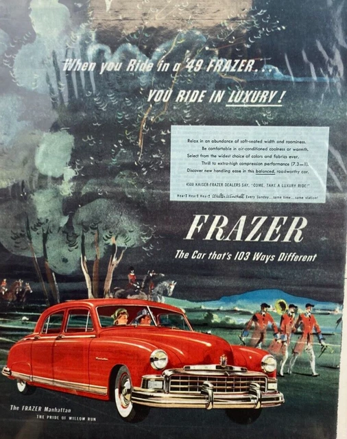 Vintage Frazer Manhattan The Pride of Willow Run 1949 Magazine Print Ad I38