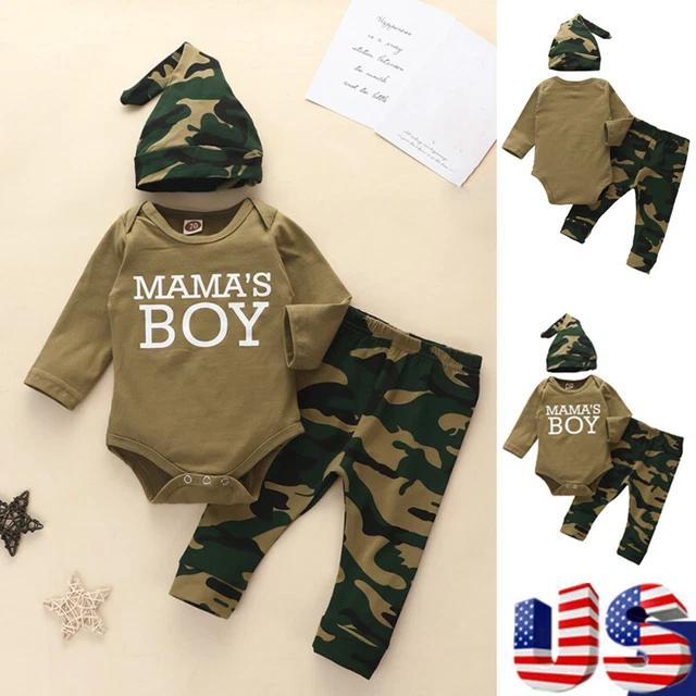 Newborn Baby Boys Outfit Set Clothes Jumpsuit Bodysuit Romper Tops+Long Pants