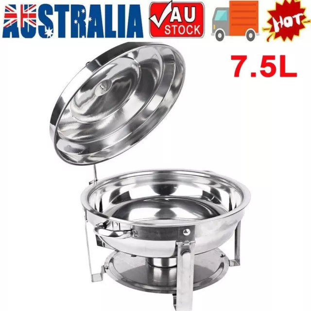 AU 7.5L Round Stainless Steel Chafing Dish Buffet Food Warmer Bain Marie Heater