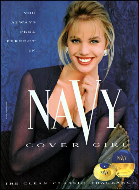 1990 Navy perfume by Cover Girl beautiful woman vintage photo print Ad ads33