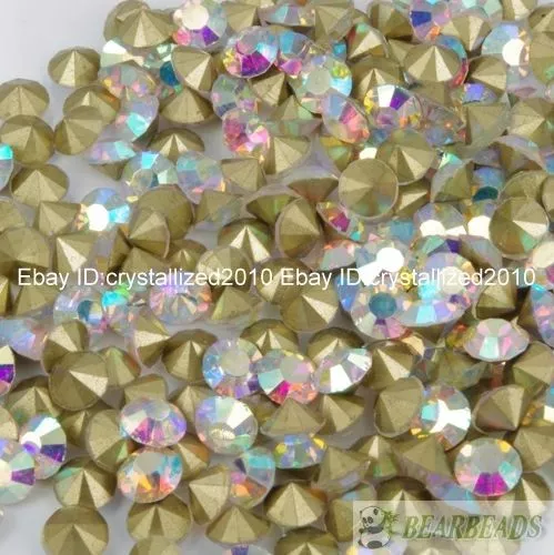 1440Pcs 10Gross Top Quality Czech Crystal  Rhinestones Round Pointed Foiled Back 3