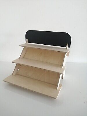 Pantalla portátil de 3 estantes - tablero de tiza - soporte de exhibición de madera