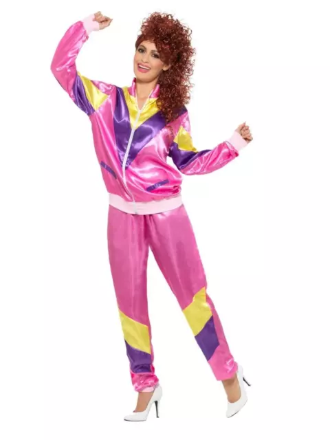 80's 90's Height Of Fashion Pink Shell Suit Tracksuit Fancy Dress Costume