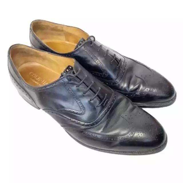 COLE HAAN BLACK Leather Wingtip Dress Shoes Sz 12 $64.99 - PicClick