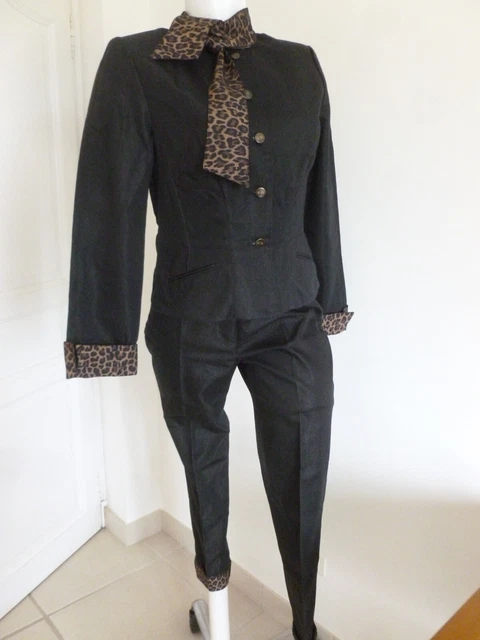 Ensemble Veste Et Pantalon Pellessimo En Cuir D'agneau - Taille 38 - Noir - Neuf Sans étiquettes