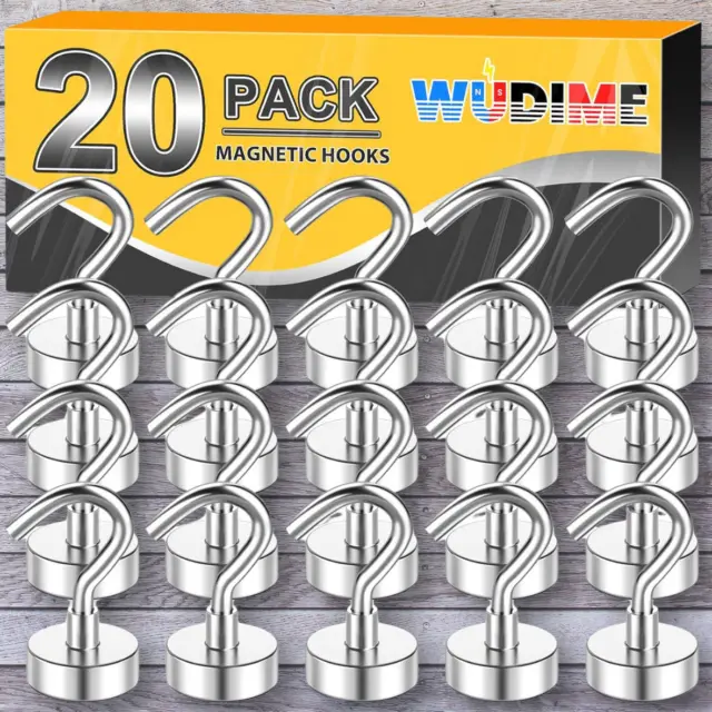 20 Pack Strong Magnet Hooks Heavy Duty Magnetic Hooks For Home Kitchen 25lbs