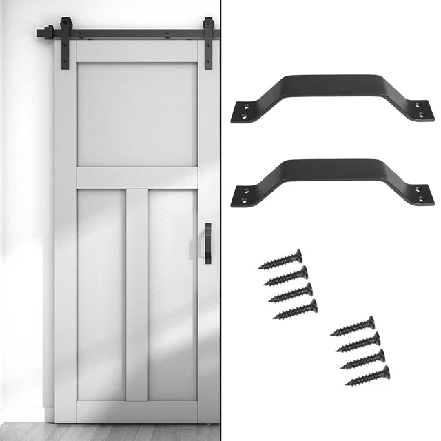2 Pack 9" Sliding Barn Door Gate Handle Pull and Flush Hardware Set Cast Iron