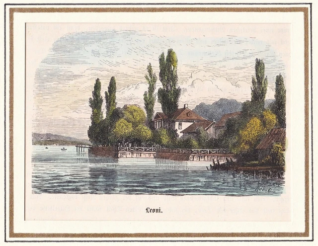 Leoni Berg LK Starnberg Bayern Holzstich woodcut 1880
