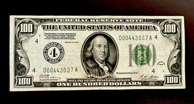 1928 $100 Dollar Cleveland Federal Reserve Green Seal Note