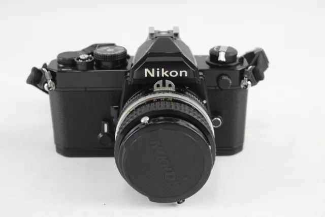 Nikon FM, SLR FILM CAMERA All Black Model w/ Nikkor 50mm F/1.8 Lens WORKING