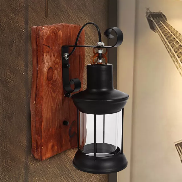 Retro Industriell Garten Wandlampe Vintage Holz Wandleuchte Wand Licht 220V