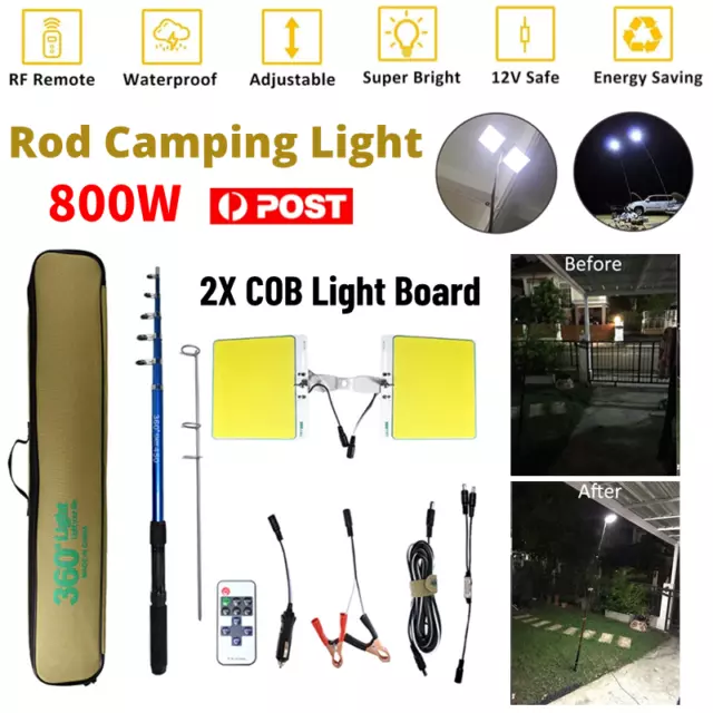 800W Telescopic Light Fishing Rod Pole Camping Lamp Car Repair COB Light Lantern