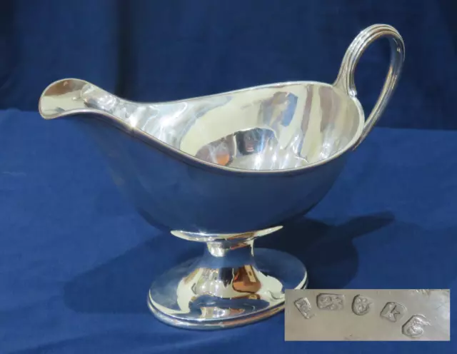 Large Superb Heavy Georgian Silver Sauce Boat Lon 1785 Incuse Duty Mark 11.89ozt