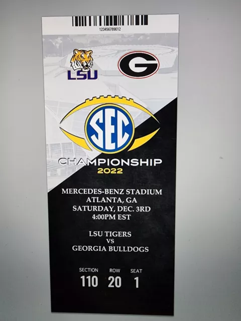 2022 SEC Championship Commemorative 12/03/22 Ticket Stub - GEORGIA vs LSU