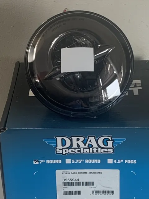 Drag Specialties 7" Reflector-Style LED Headlight Dark Chrome 0555944