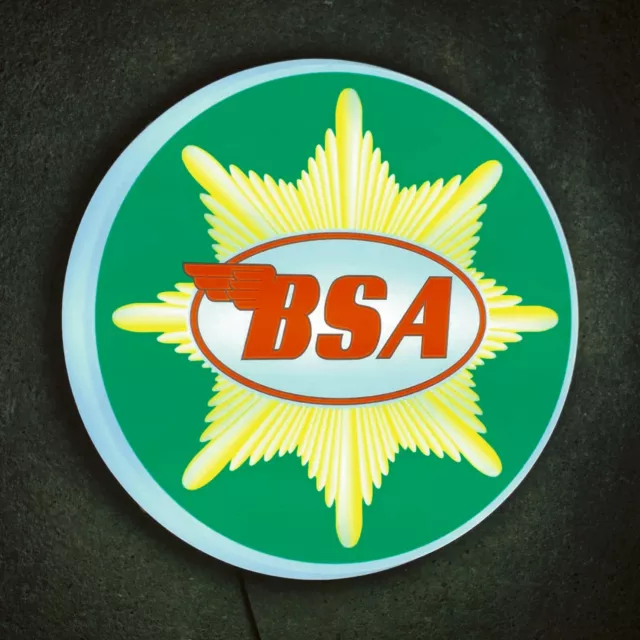 BSA Motorrad Led-Licht Zeichen Logo Garage Retro Automobilia Bantam Gold Star