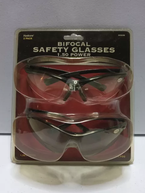Hyskore Bifocal Safety Glasses 2 Pack Clear & Tinted Anti Fog 1.5 Power New