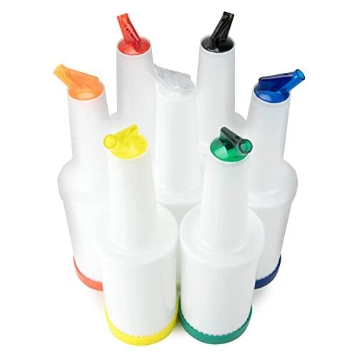 32 FL OZ. Colorful Juice Pouring Spout Bottle | Plastic Barware for Bars & Ev...