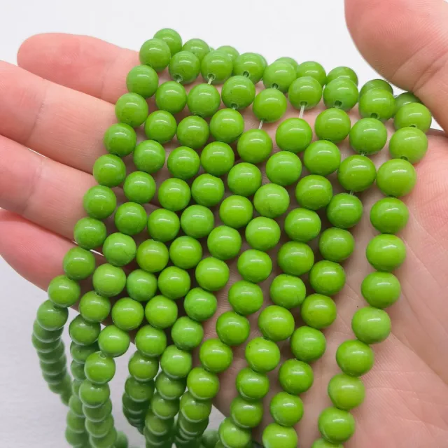 HOT Superior Apple green Mashan Jade Loose bead diy natural round bead 6mm 15"