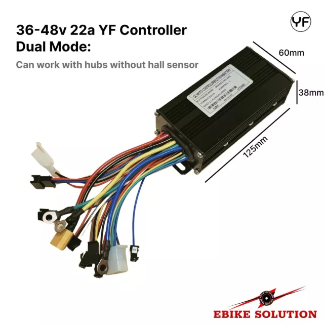 YF Ebike Sensored Brushless Motor Controller 36V/48v 1000W 9-FET 22A