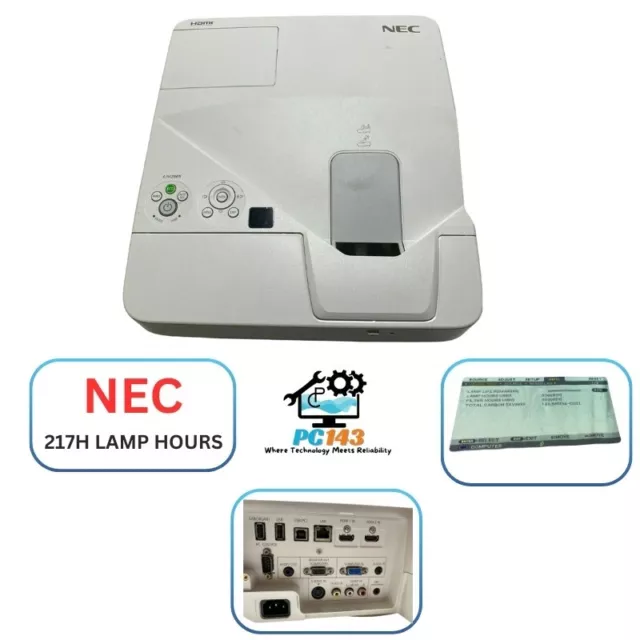 Nec Um280W Hdmi Short Throw Projector 217 Lamp Hours Used