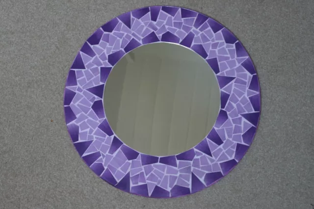 Hechos a Mano Mosaico Espejo Con Geométrico Diseño Violeta Color 50 CM Ancho