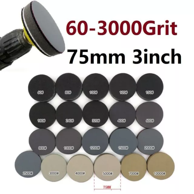 60-3000Grit 3inch Sandpaper Sanding Disc 75mm Wet Dry Flocking Sanding Sheet