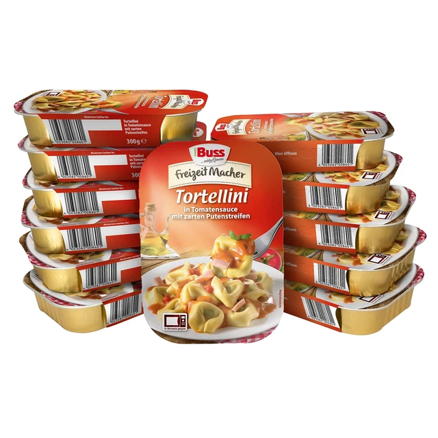 Bus per il tempo libero tortellini salsa di pomodoro strisce di tacchino 11x300g NUOVO MHD 7/25