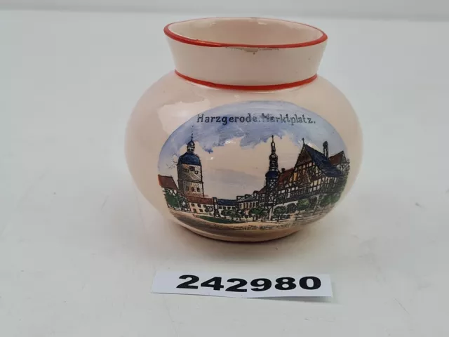 kleine Andenken Vase Harzgerode Marktplatz Art Deco Porzellan H: 6 cm #242980
