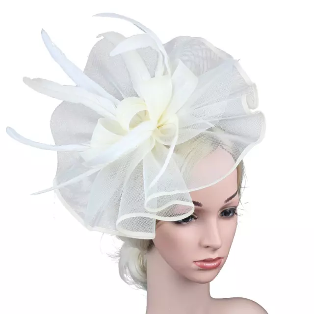 Women Fascinator Hat Headband Mesh Tea Party Hat Headwear Flower Royal Hair Clip