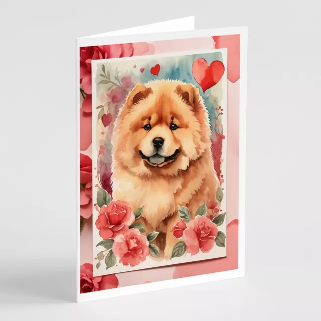 Chow Chow Valentine Roses Greeting Cards Envelopes Pack of 8 DAC4407GCA7P