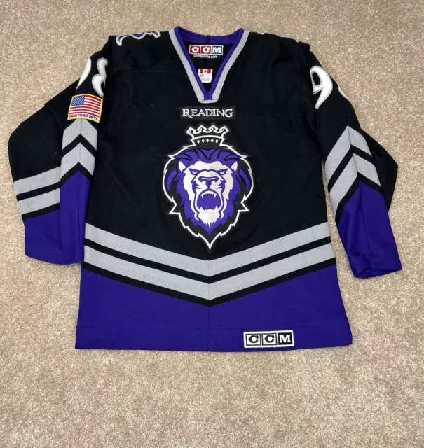 2018-19 Reading Royals Steven Swavely #12 Game Used Purple Jersey Flames 86