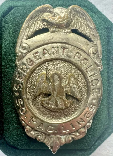 Antique CGBraxmar Southern Pacific Railroad Lines Sergeant Police Badge Obsolete