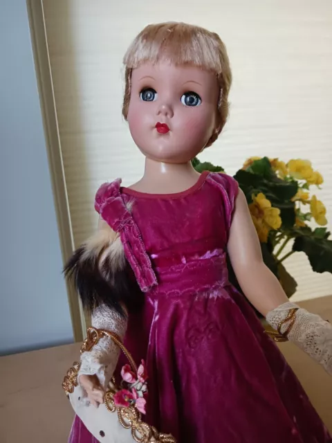 Vintage Arranbee (R&B) 17 inch Nancy Lee Doll in Original Rose Velvet Outfit