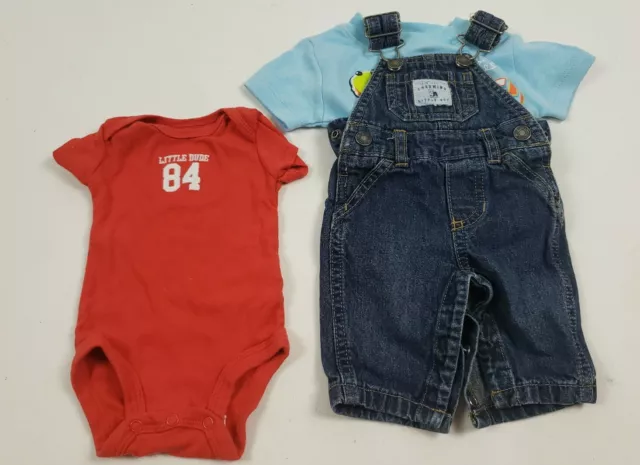 Carters Baby Boy Infant Outfitt Overall (NB)With A Kidgets Tshirt 0-3 Months