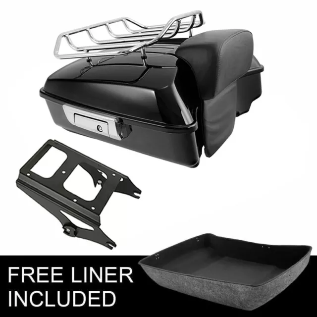 Chopped Trunk Backrest w/ Mounting Rack Fit For Harley Touring Road King 09-2013