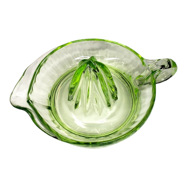 Large Vintage Uranium Depression Vaseline Glass Juicer