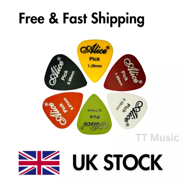 Alice Guitar Picks Plectrums X 6 Assortment - FREE Royal Mail 1st Class Shipping