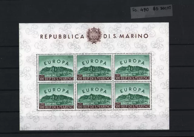 San Marino Scott #490 EUROPA CEPT 1961 MNH souvenir sheet RRR!!! 2