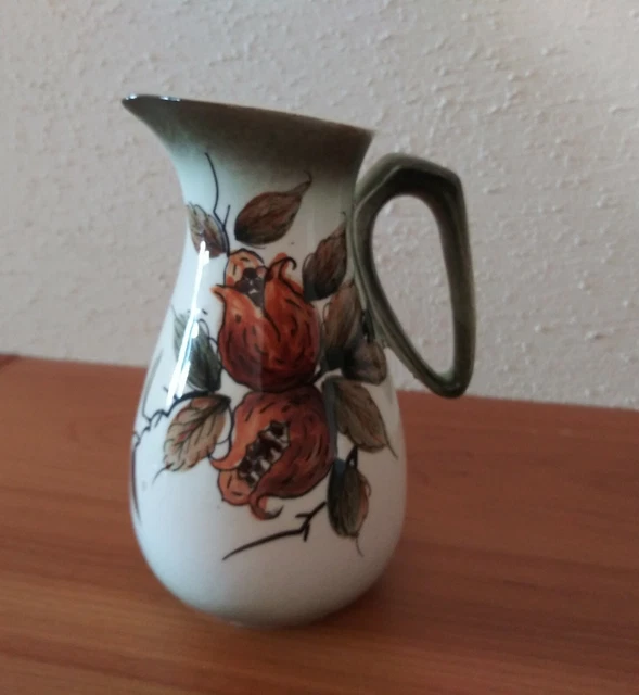 1960's Fred Roberts Hand Painted Glazed Floral Ceramic Pitcher Bud Vase Japan 5"
