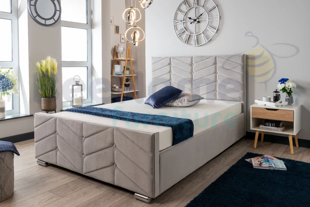 4ft6 Double Ottoman Bed With Hydraulic Lift&LED Storage Headboard, Functional Upholstered Bed Frame With LED Lighting&USB Type-C Charging, Linen Gas - View #5
