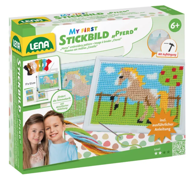 Stickbild Pferd Stickrahmen Stickerei Bastelset Kinder Sticken Set Kreativset