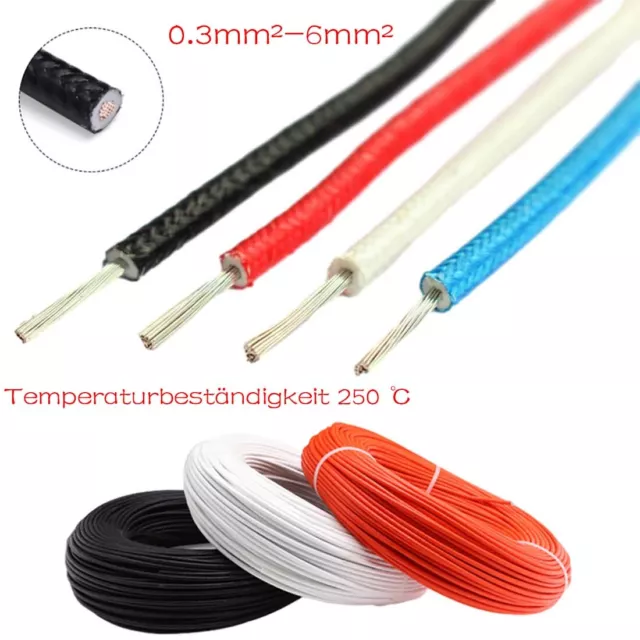 Heat Resistant 250℃ Fibreglass Wire 0.3mm²-6mm² Appliance Cable High Temp Spares