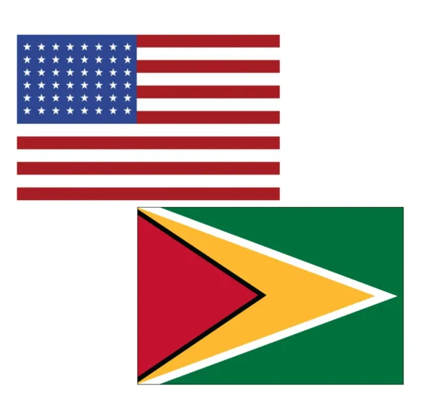 3'x5' Polyester USA & Guyana Flag Set; One Flag for Each Country