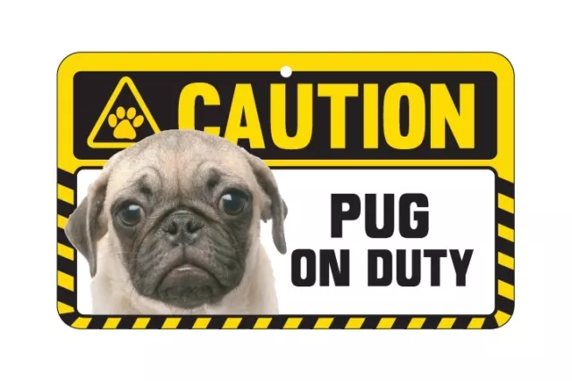 Caution Dog On Duty Pet Sign - 51 Dogs Available Pug Labrador Bulldog Greyhound