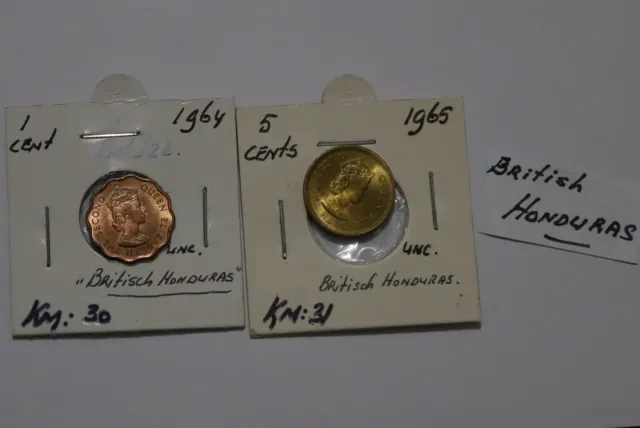 Honduras British - 1 + 5 Cents Both High Grade B49 #N994